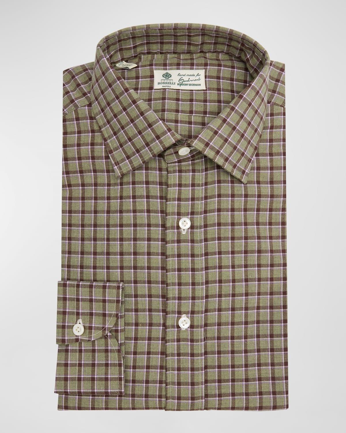 Mens Cotton Plaid Dress Shirt Product Image