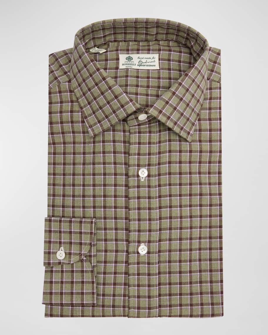 Mens Cotton Plaid Dress Shirt Product Image