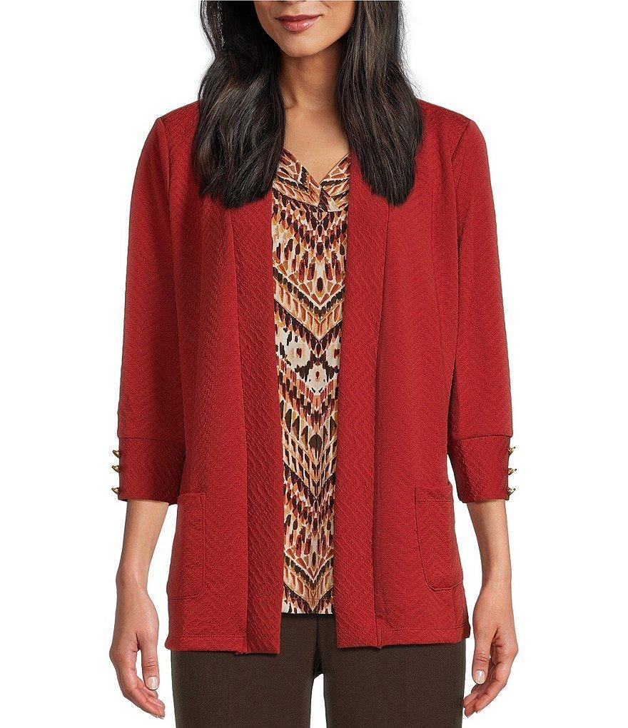 Allison Daley Petite Size 3/4 Sleeve Open Front Patch Pocket Cardigan product image