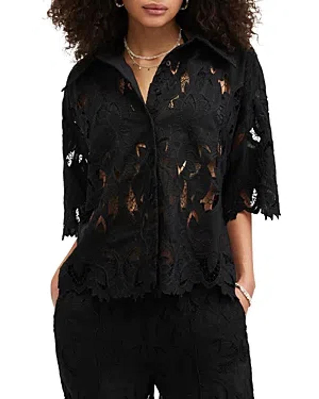 Charli Relaxed Fit Embroidered Shirt In Black product image