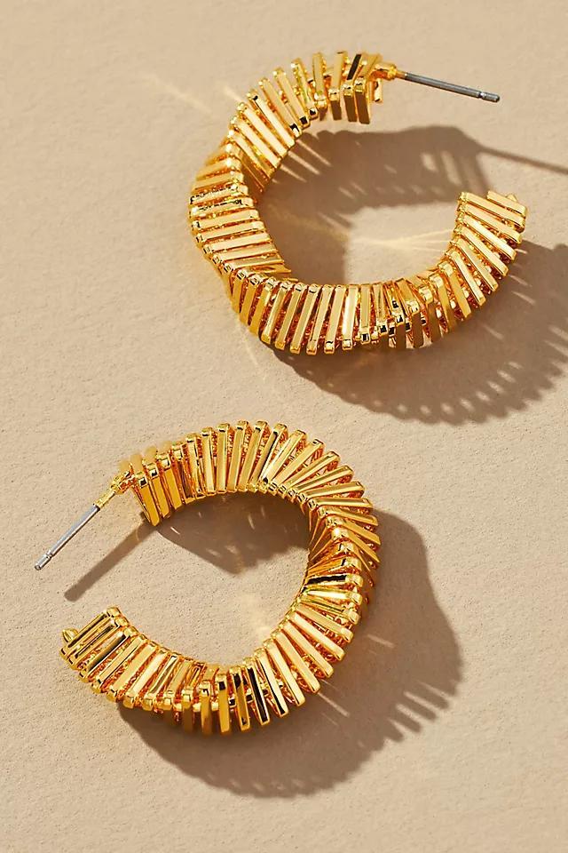 Ribbed Twisted Hoop Earrings Product Image