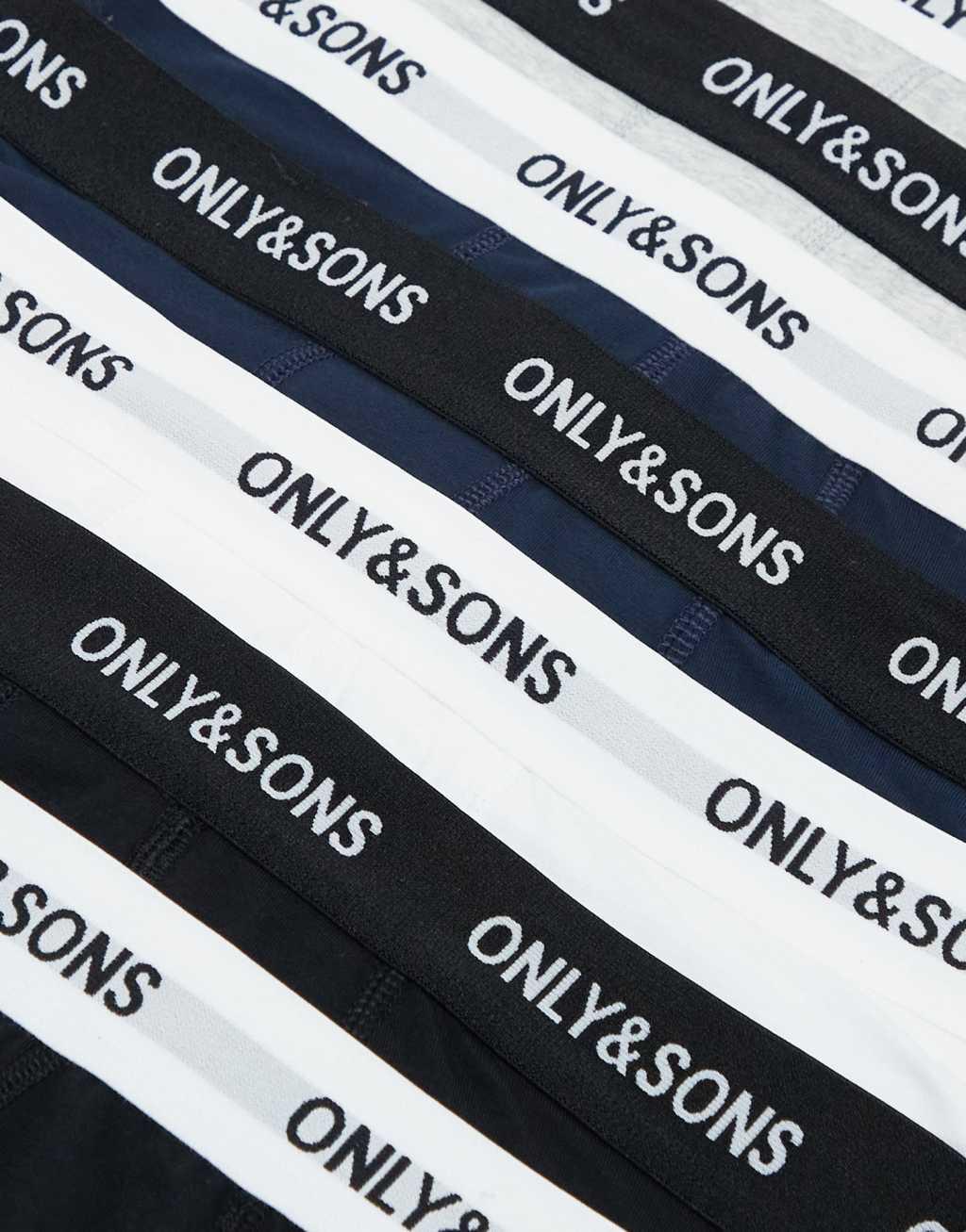 ONLY & SONS 7 pack briefs in black gray navy & white Product Image