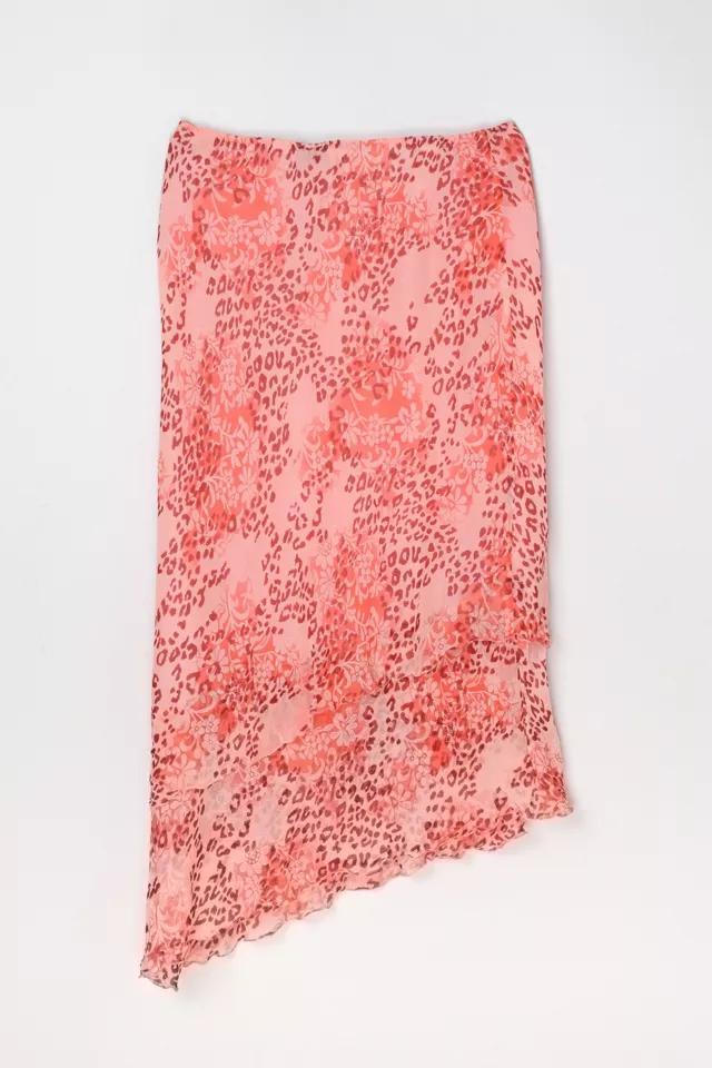 Vintage Y2k Pink Printed Layered Midi Skirt Product Image