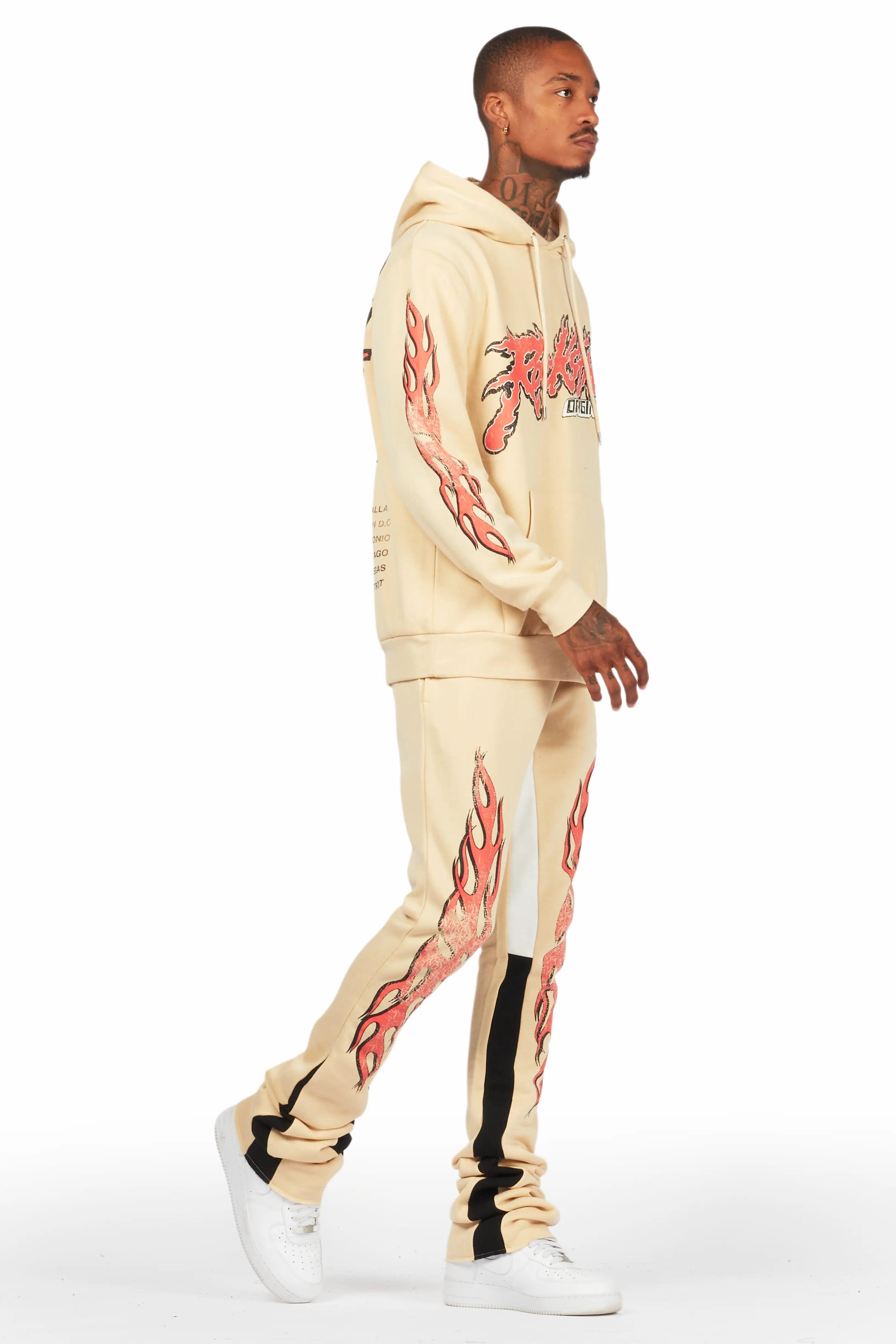 Yash Beige Super Stacked Flare Pant Set Male Product Image