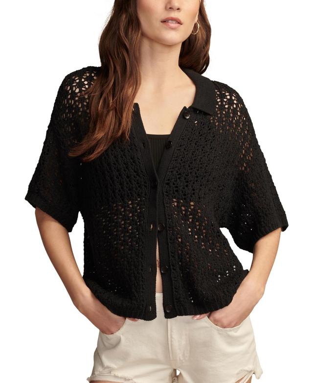 Lucky Brand Womens Cotton Pointelle Camp Shirt Product Image