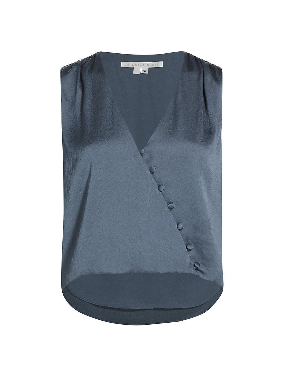 Veronica Beard Rahi Button Detail Satin Tank Top Product Image