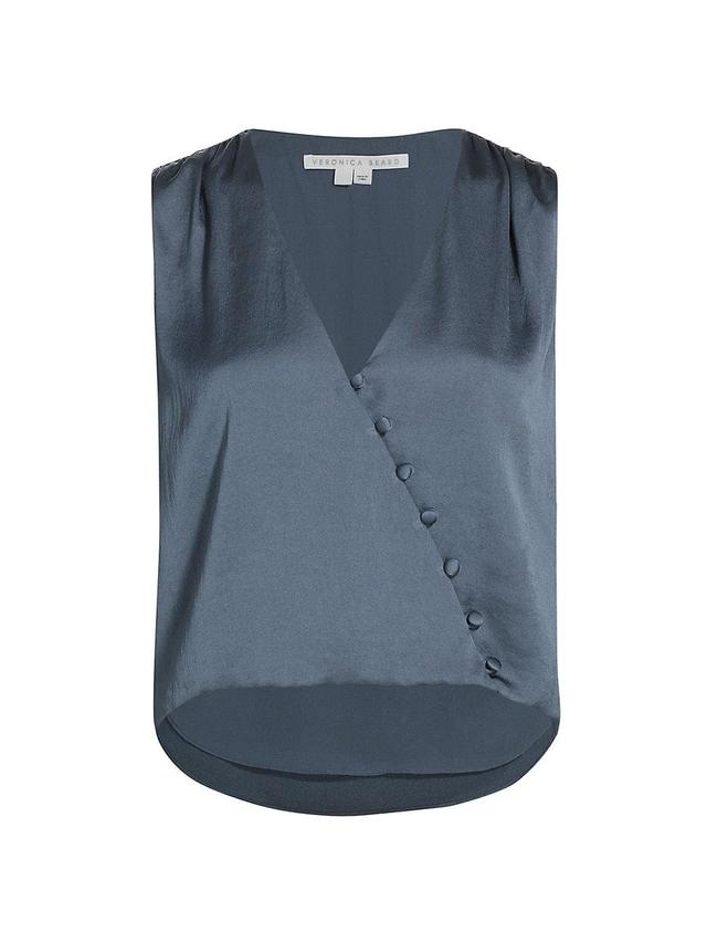 Veronica Beard Rahi Button Detail Satin Tank Top Product Image