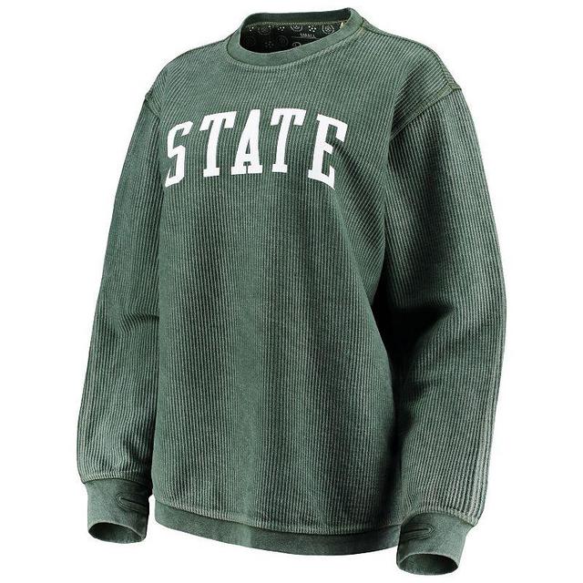 Womens Pressbox Michigan State Spartans Comfy Cord Vintage Wash Basic Arch Pullover Sweatshirt Product Image