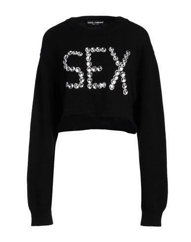 DOLCE & GABBANA Woman Sweater Black Size 10 Cashmere, Pmma (polymethyl Methacrylate) Product Image