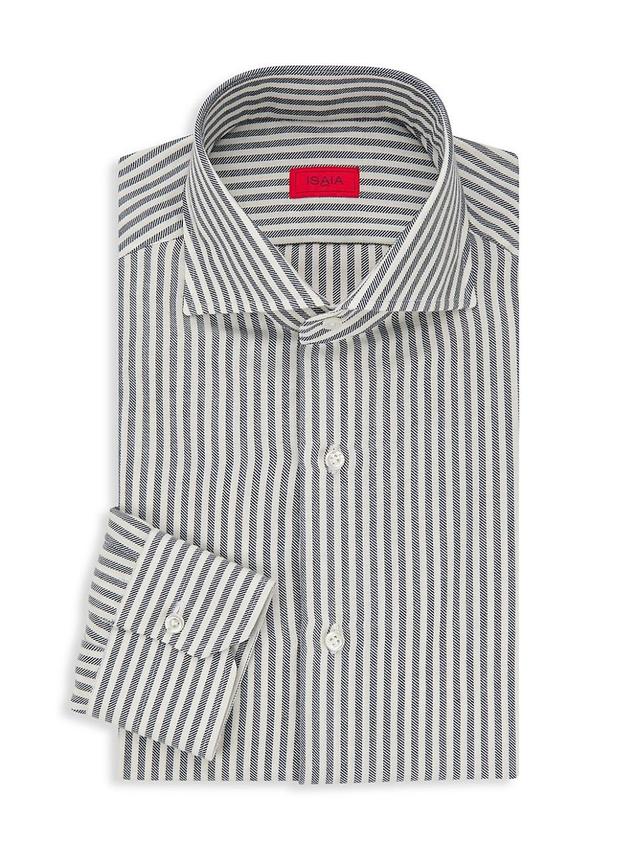 Mens Striped Cotton-Blend Dress Shirt Product Image