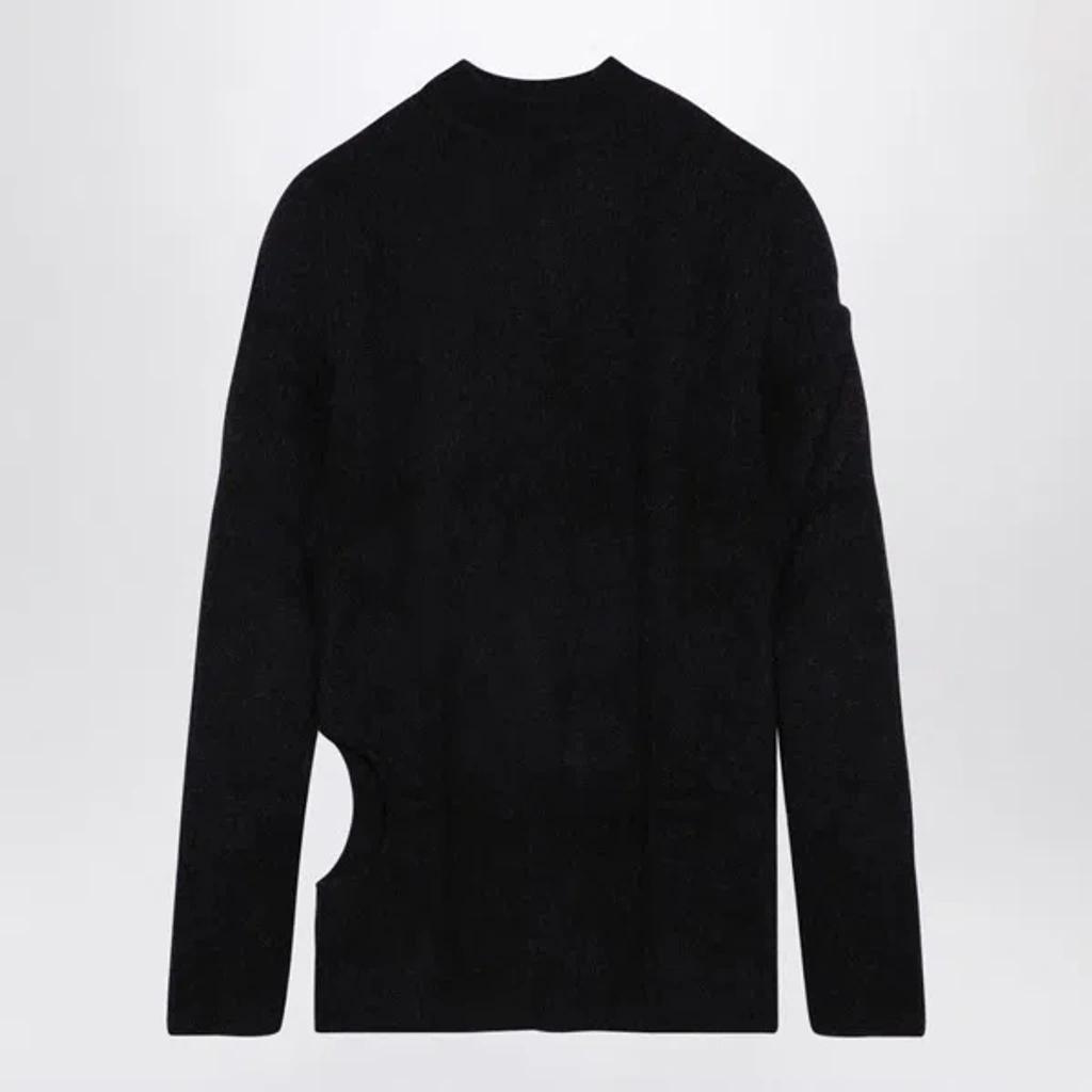 RICK OWENS Alpaca-blend Long Crew-neck Jumper For Men In Black Product Image