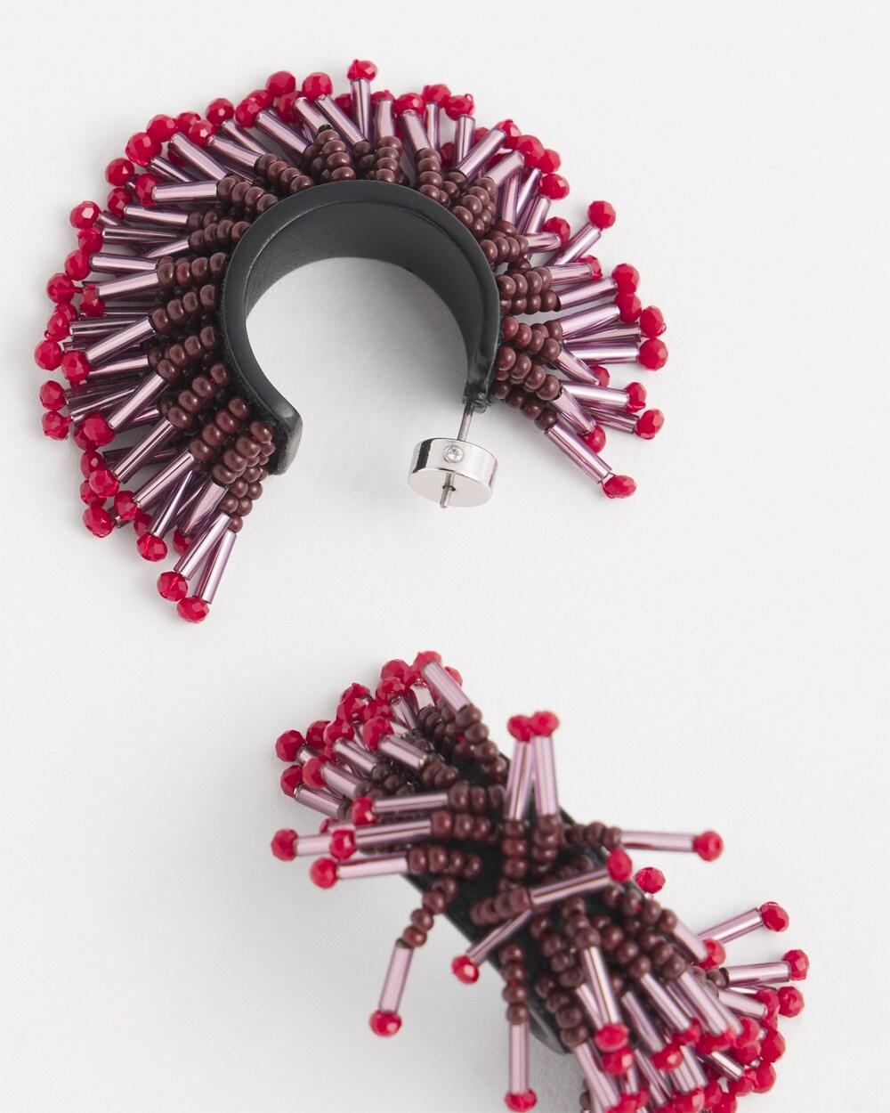 No Droop™ Red Seed Bead Hoop Earrings Product Image