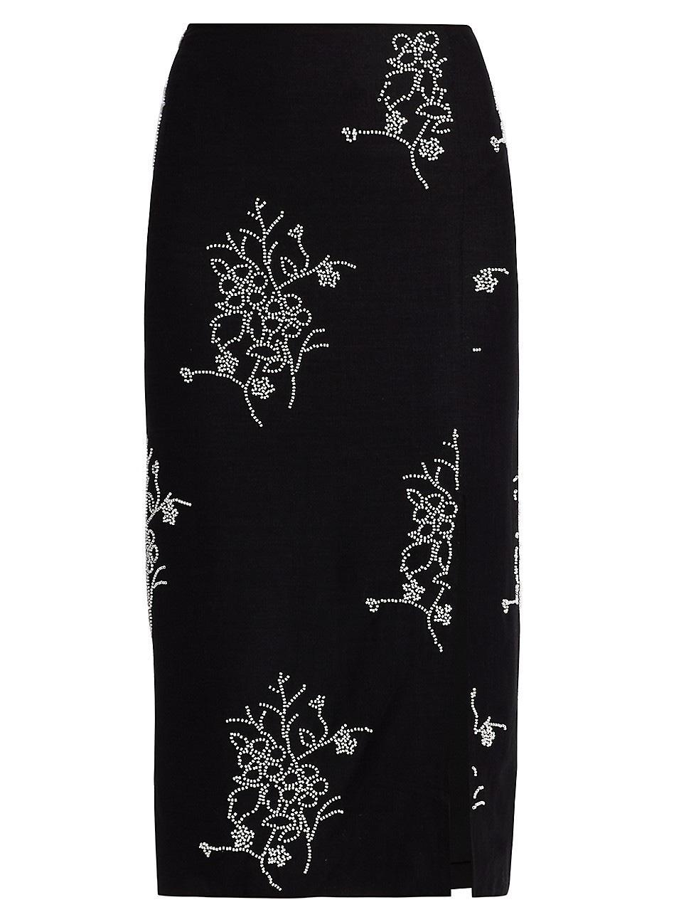 Womens Santanna Floral Beaded Midi-Skirt Product Image