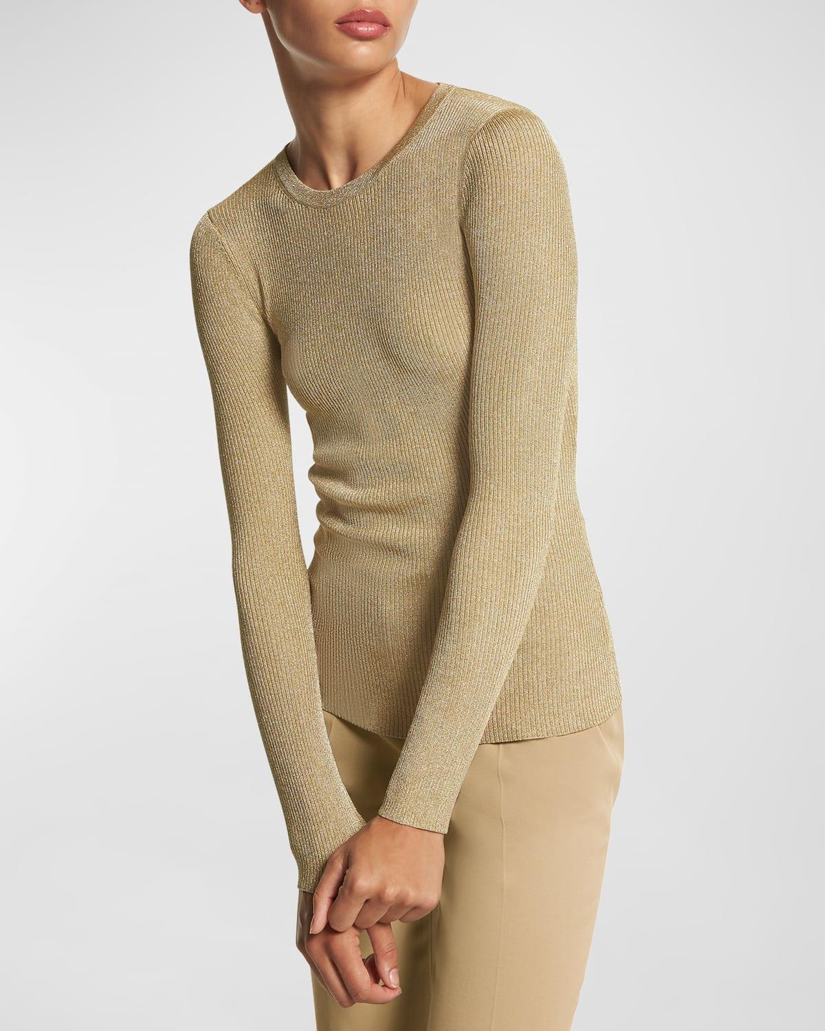 Michael Kors Collection Hutton Metallic Cashmere Rib Sweater Product Image