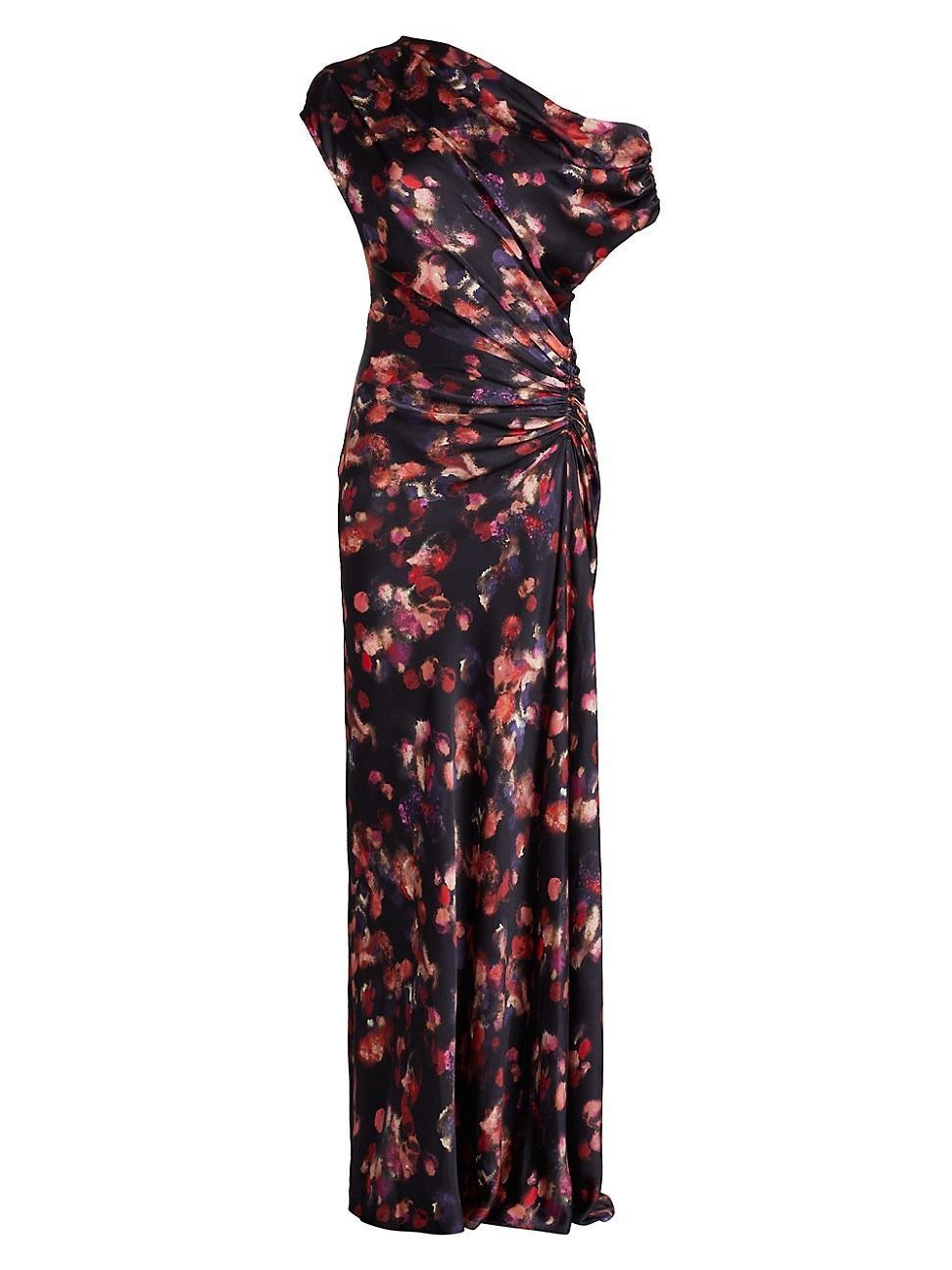 Womens Poppy Abstract Stretch-Silk Ruched Gown Product Image