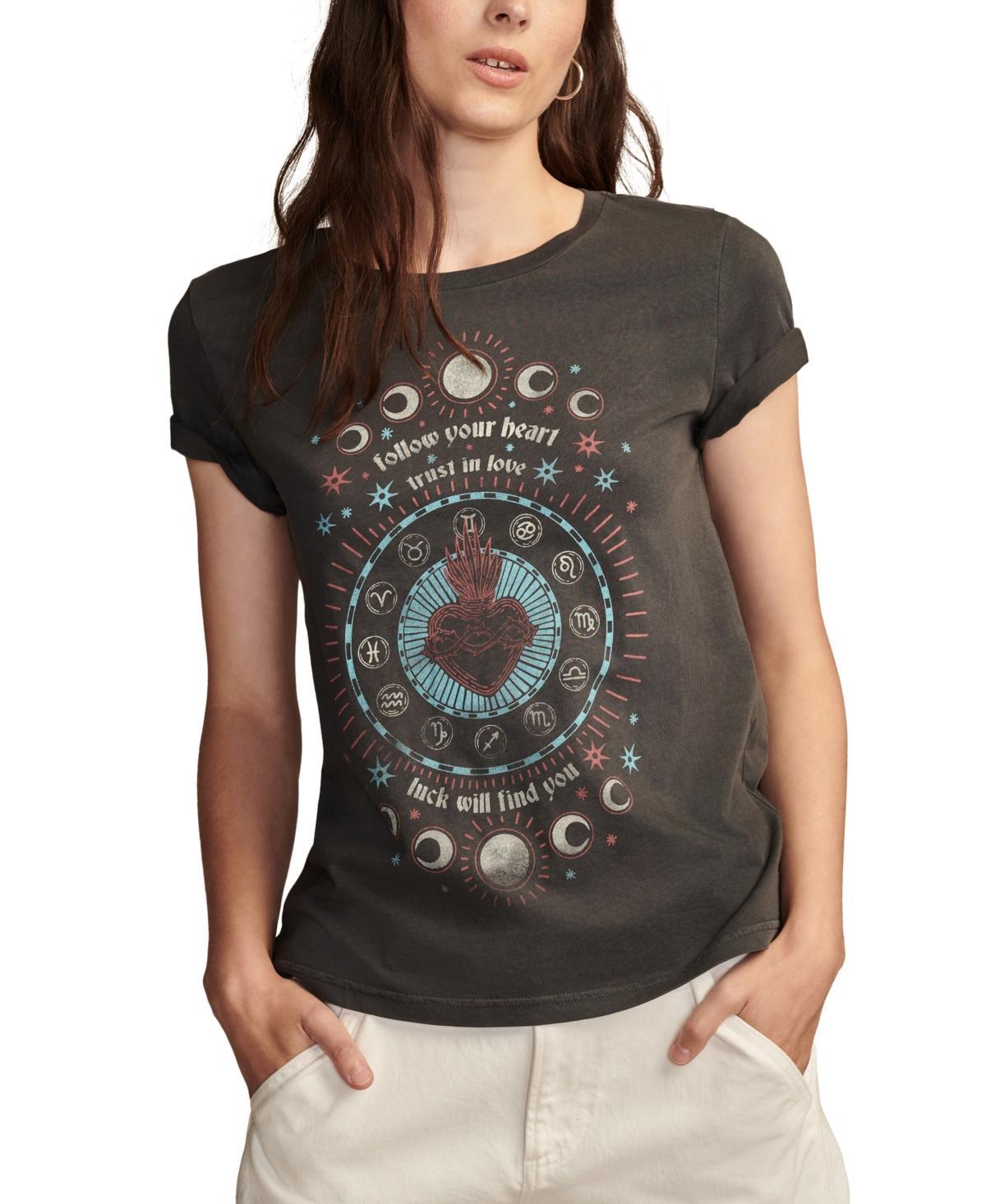 Women's Cotton Follow Your Heart Celestial Graphic T-Shirt Product Image