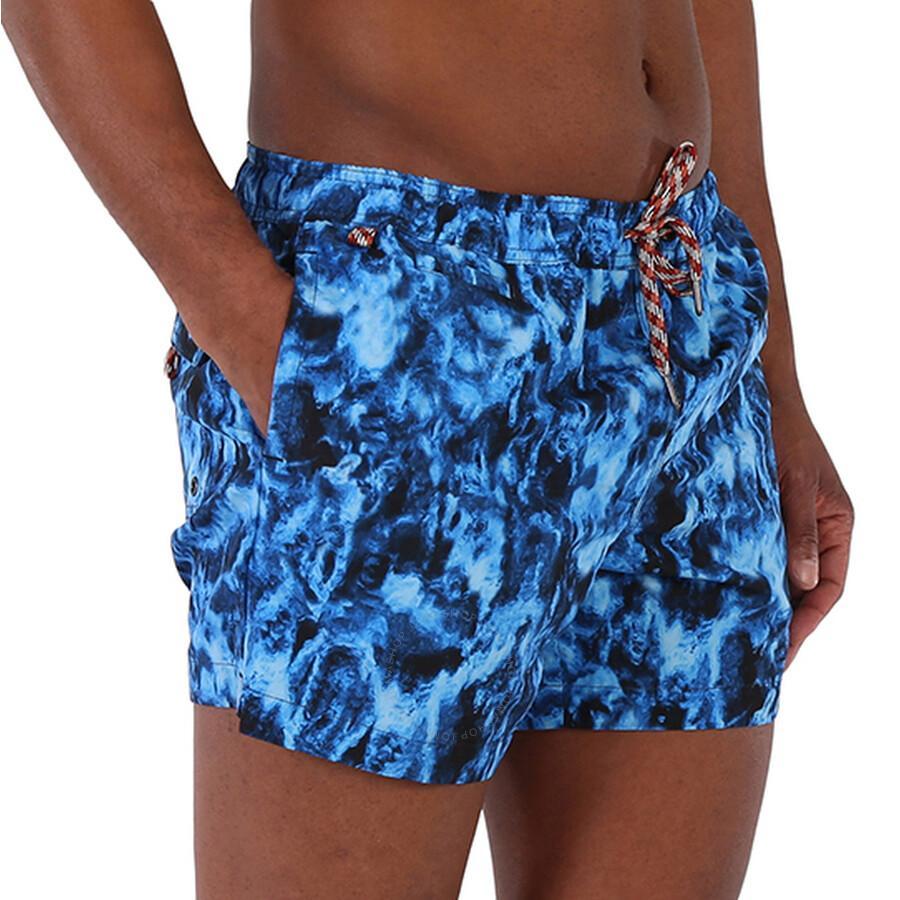 Men's Midnight Navy Greenford Ripple Print Swim Shorts In Blue Product Image