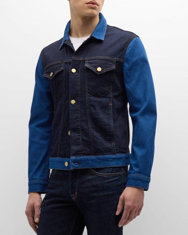 Mens Dean Colorblock Denim Trucker Jacket Product Image