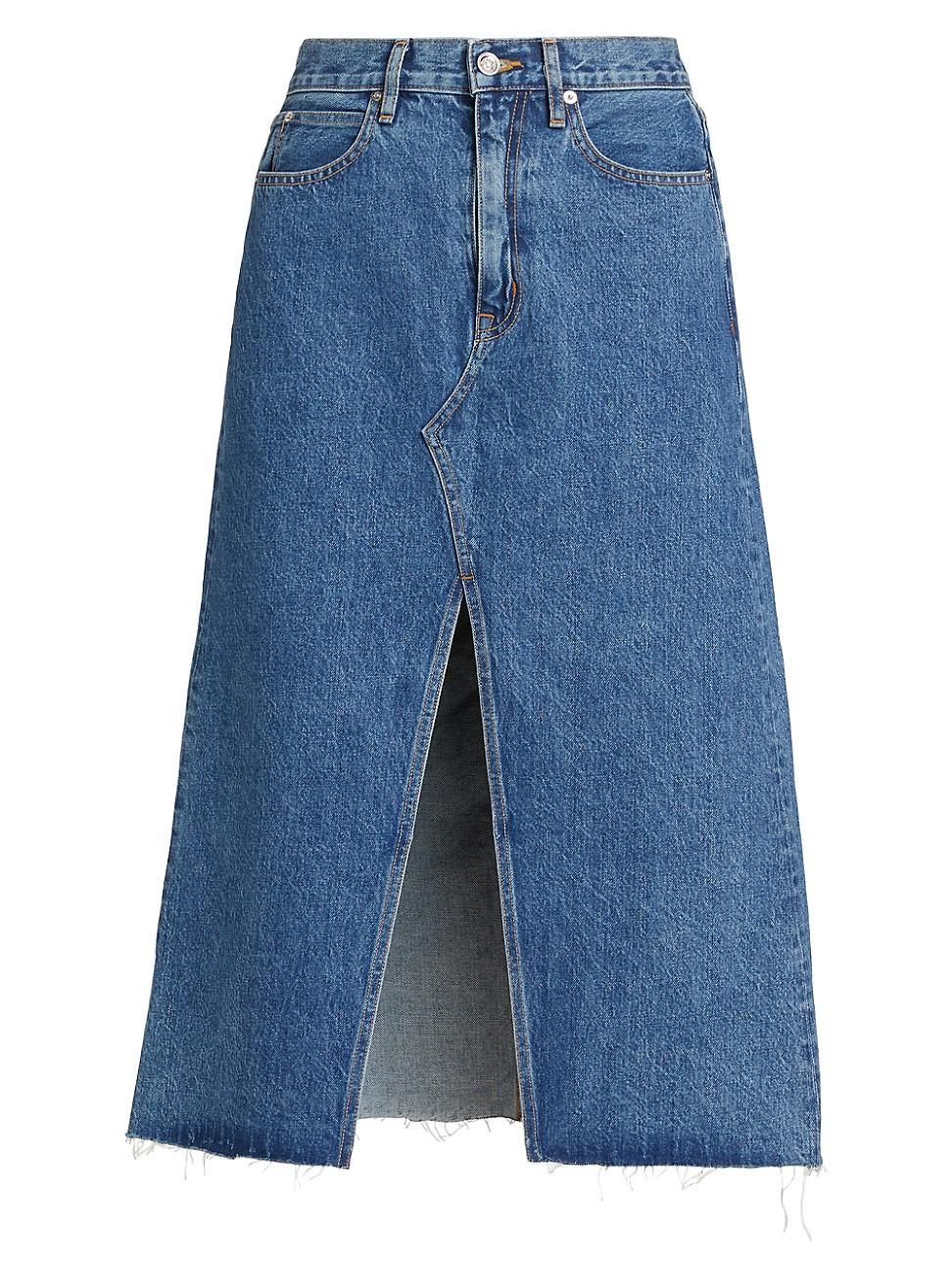 Womens Denim A-Line Midi-Skirt product image