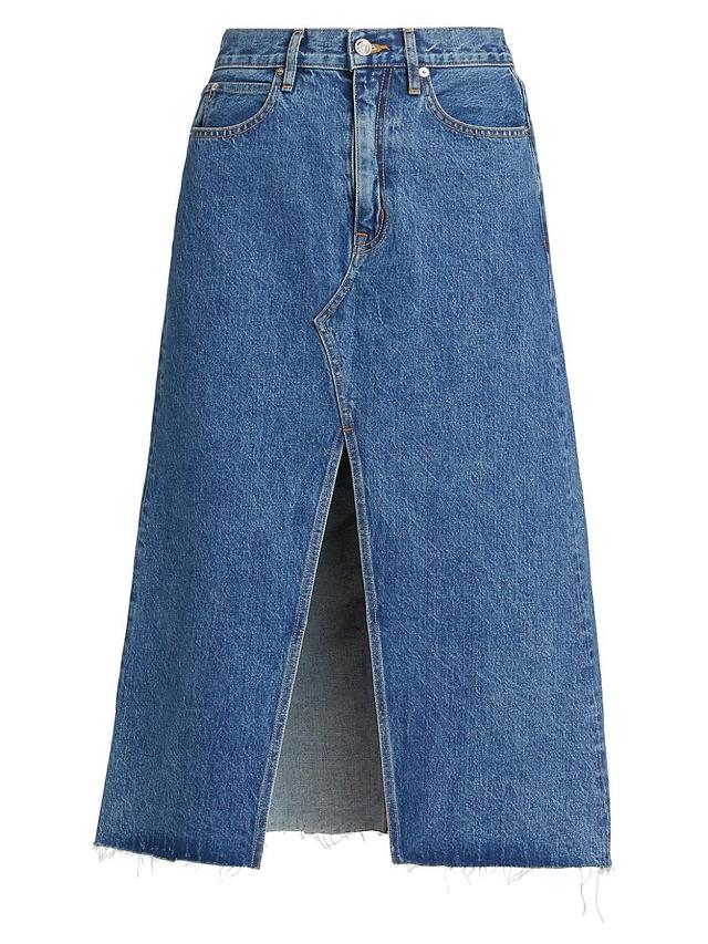 Womens Denim A-Line Midi-Skirt Product Image