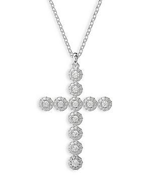 Womens Insigne Rhodium-Plated & Crystal Cross Pendant Necklace Product Image