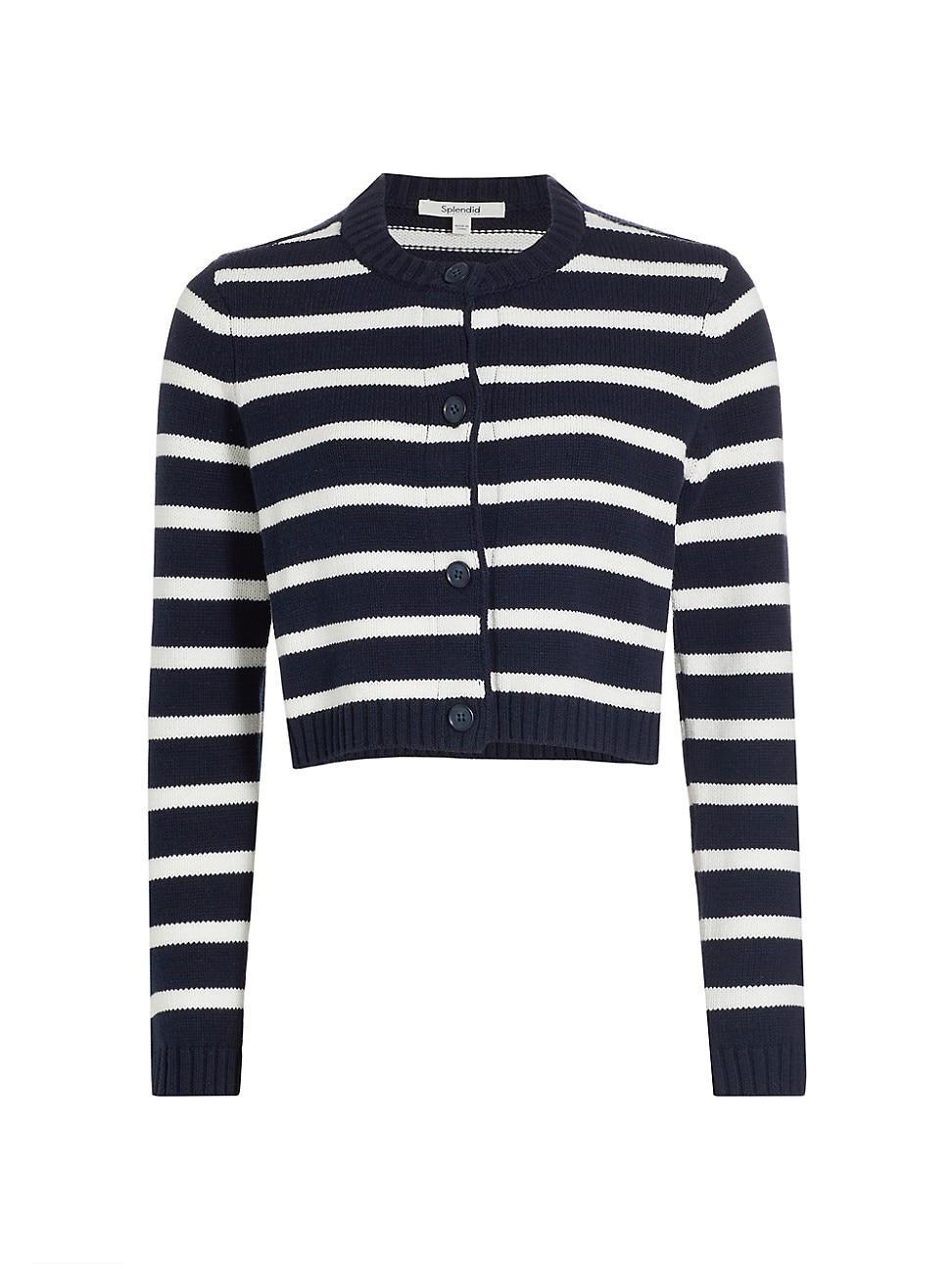 Womens Striped Cropped Cardigan Product Image