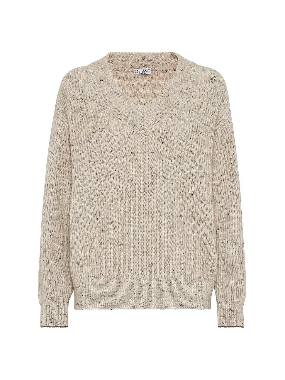 Womens Flecked Wool, Mohair and Linen English Rib Sweater Product Image