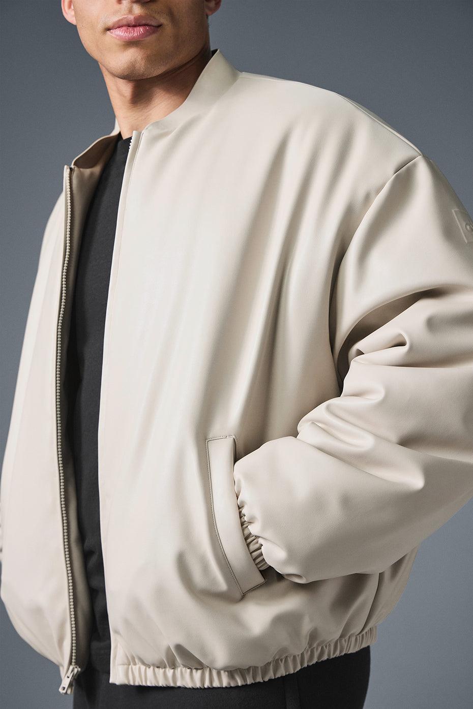 Faux Leather Premier Bomber - Bone Male Product Image