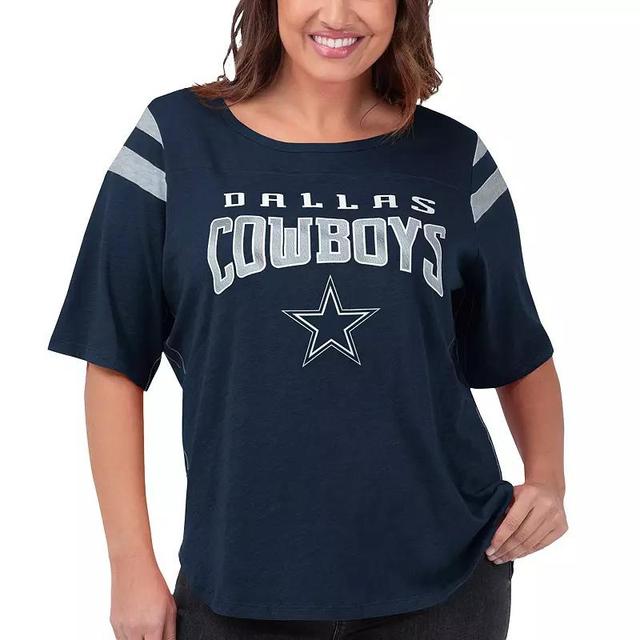 Womens G-III 4Her by Carl Banks Dallas Cowboys Plus Size Linebacker Three-Quarter Sleeve T-Shirt Blue Product Image