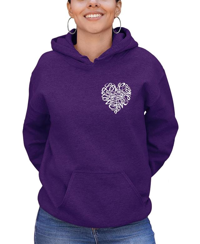 La Pop Art Womens Word Art Cursive Heart Hooded Sweatshirt Product Image