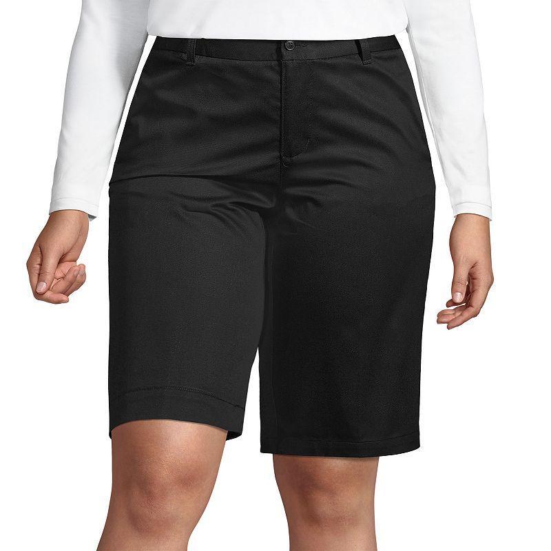 Lands End School Uniform Womens Plus Size Plain Front Blend Chino Shorts Product Image