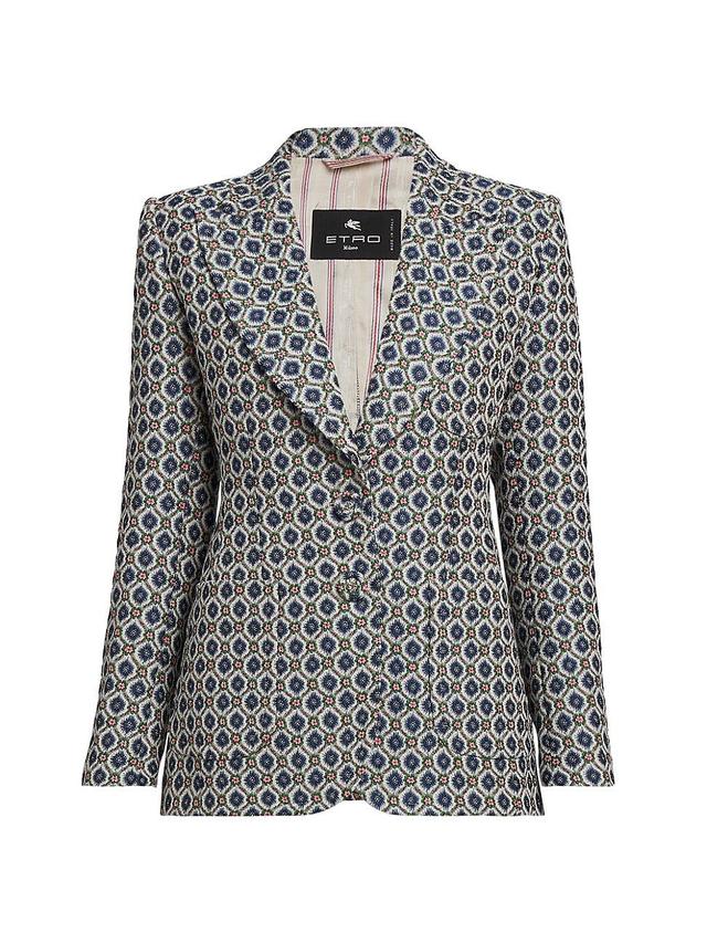 Womens Micro Floral Jacquard Blazer Product Image