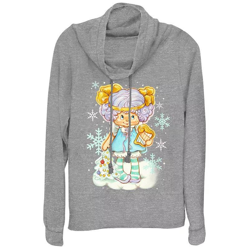 Womens Strawberry Shortcake Angel Cake Winter Wonderland Cowlneck Graphic Lightweight Long Sleeve Gray Grey Product Image