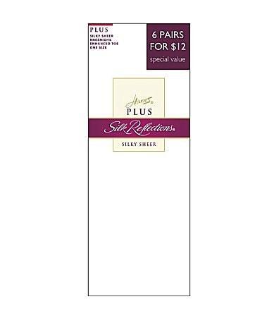 Hanes Plus Size Silk Reflections Reinforced-Toe Wide Comfort Band Knee Highs 2-Pack Product Image