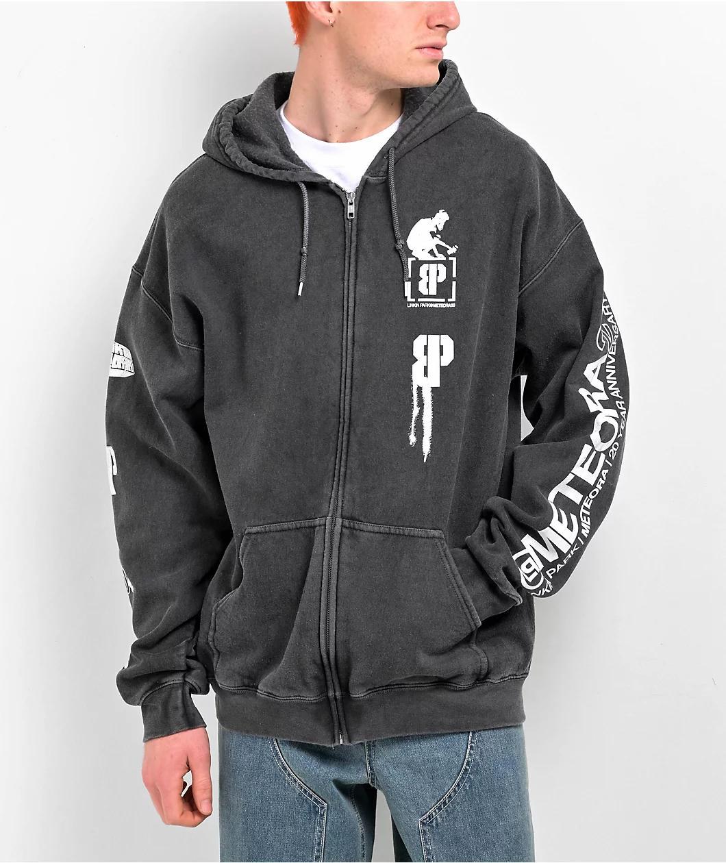 Brooklyn Projects x Linkin Park Overspray Black Wash Zip Hoodie Product Image