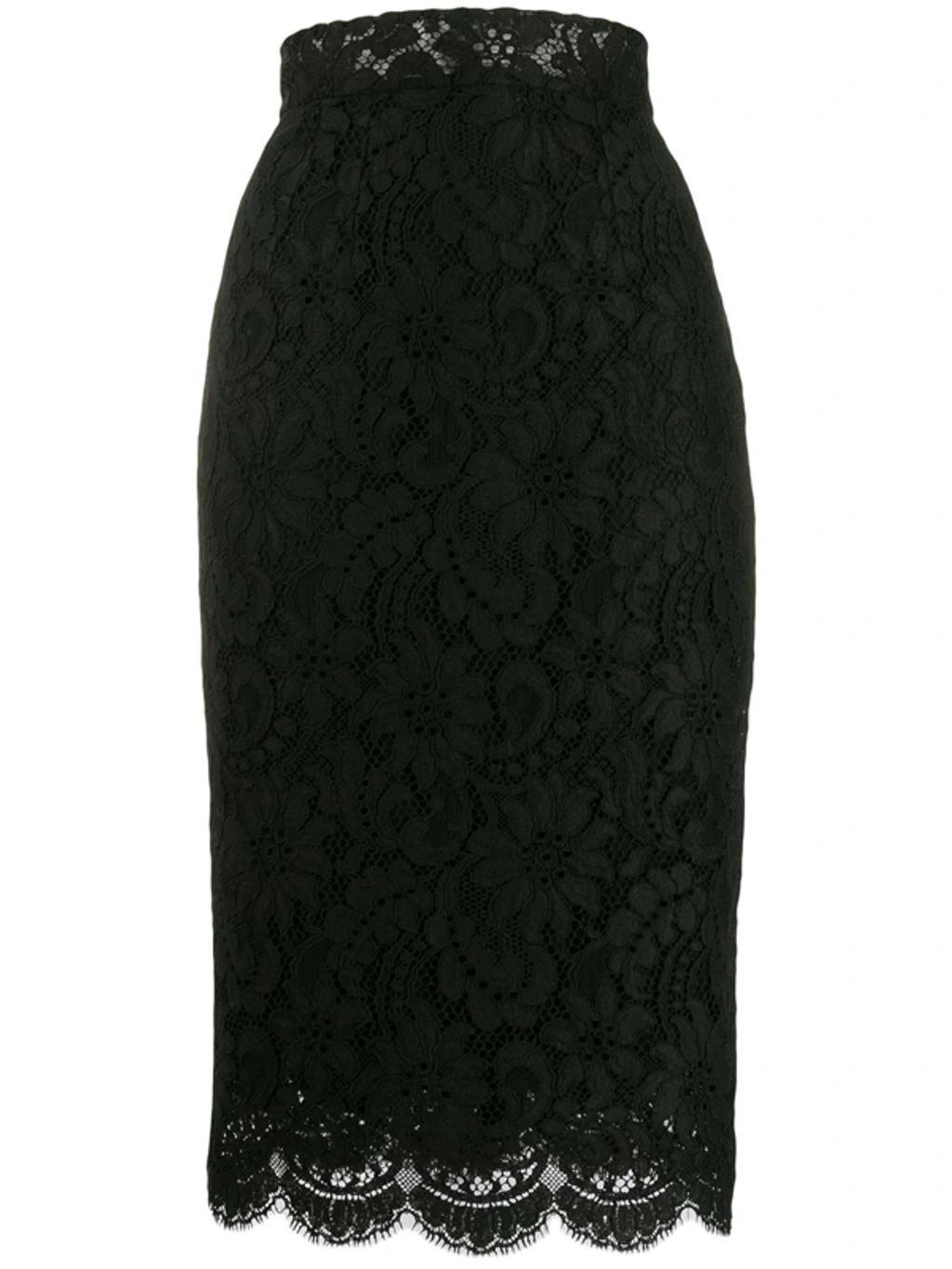 DOLCE & GABBANA Lace Midi Skirt In Black product image