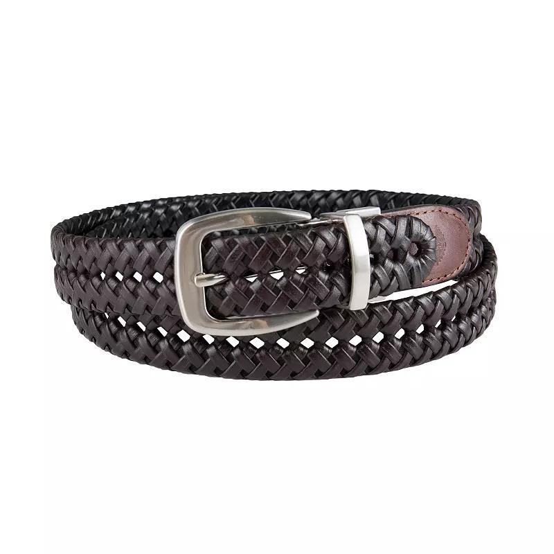 Mens Dockers Reversible Basketweave Braid Dress Casual Belt Dark Brown Product Image