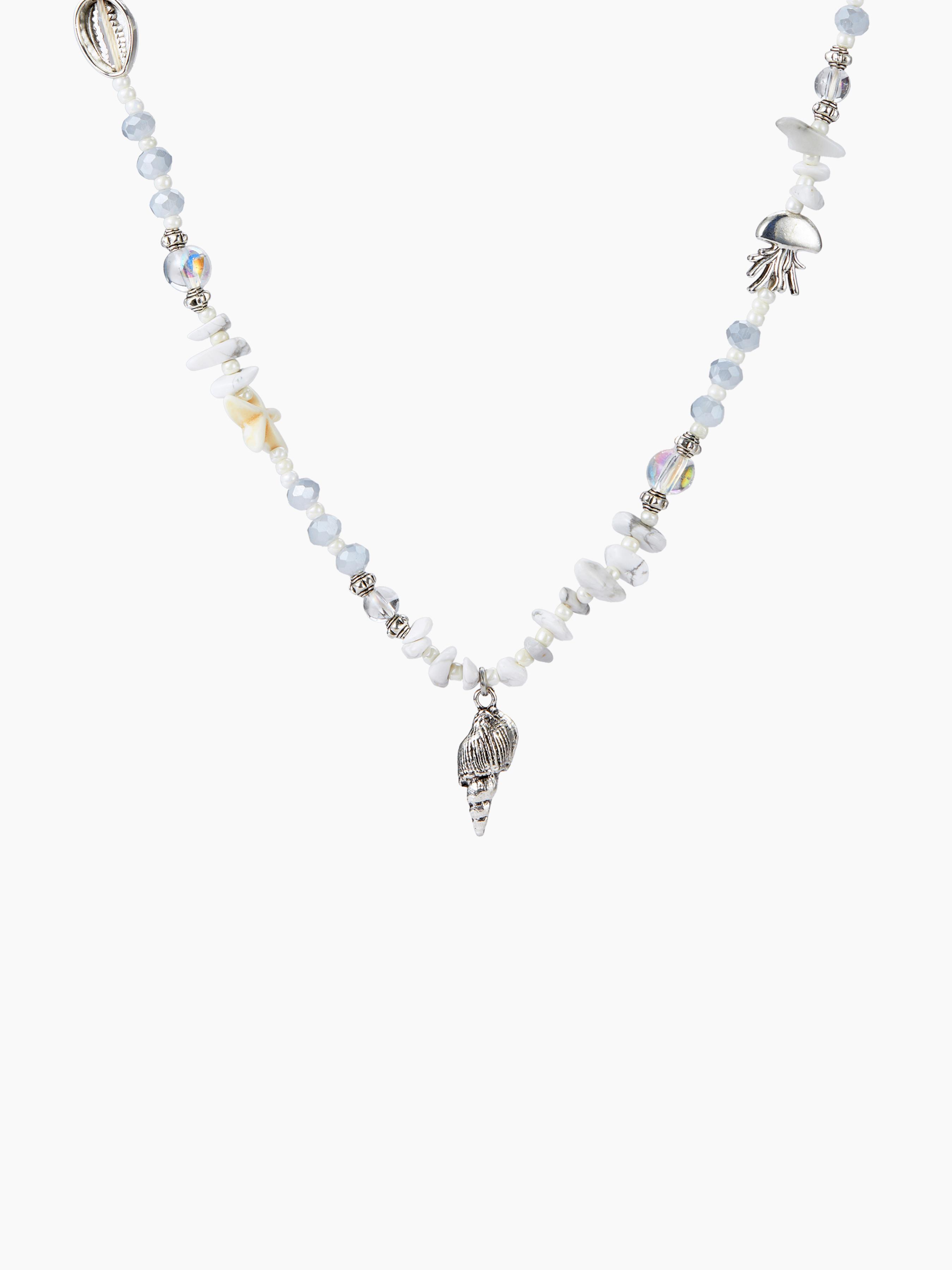 SHELL & STONE & PEARL BEADED NECKLACE Product Image