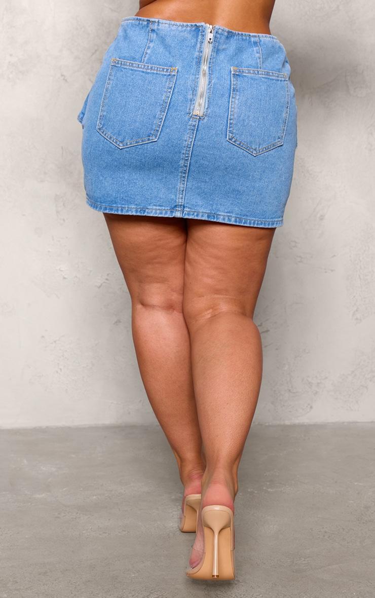 Shape Light Blue Denim Belted Mini Skirt Product Image