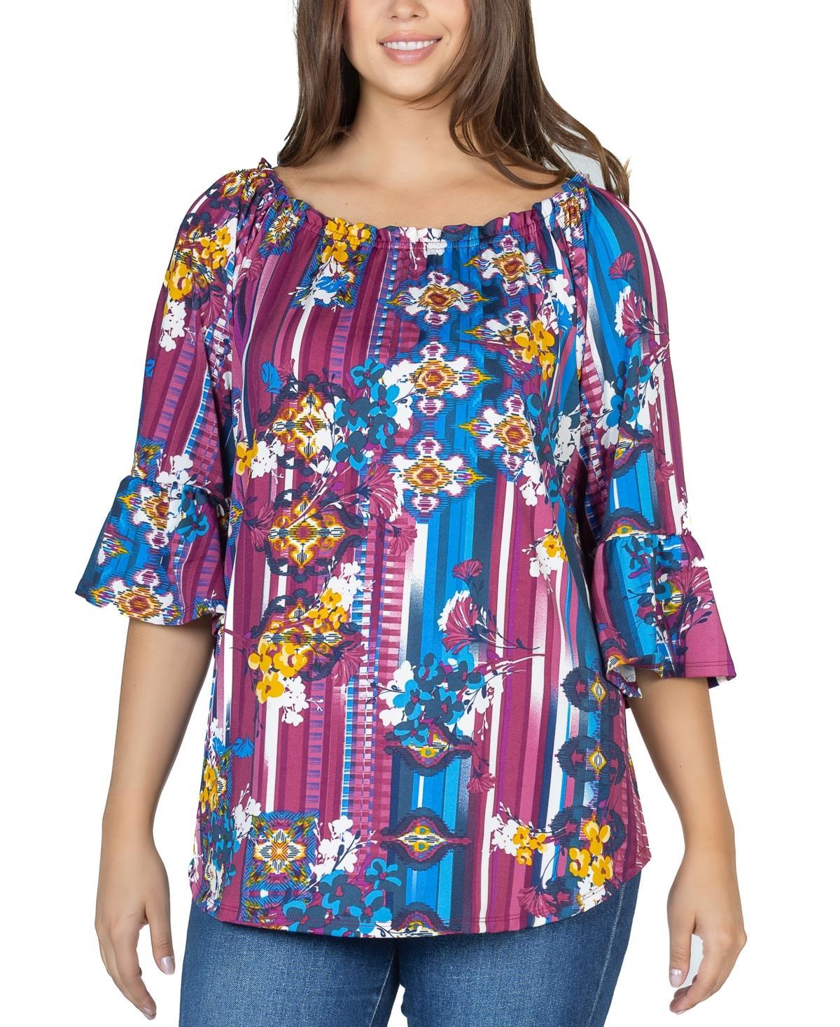 24seven Comfort Apparel Womens Floral Losse Fit Tunic Top Product Image