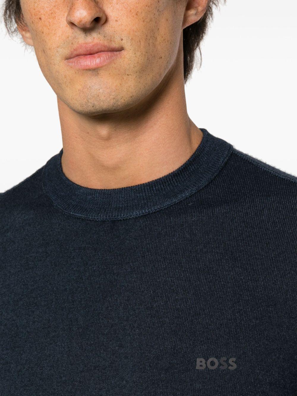 HUGO BOSS Crewneck Virgin Wool Jumper In Blue Product Image