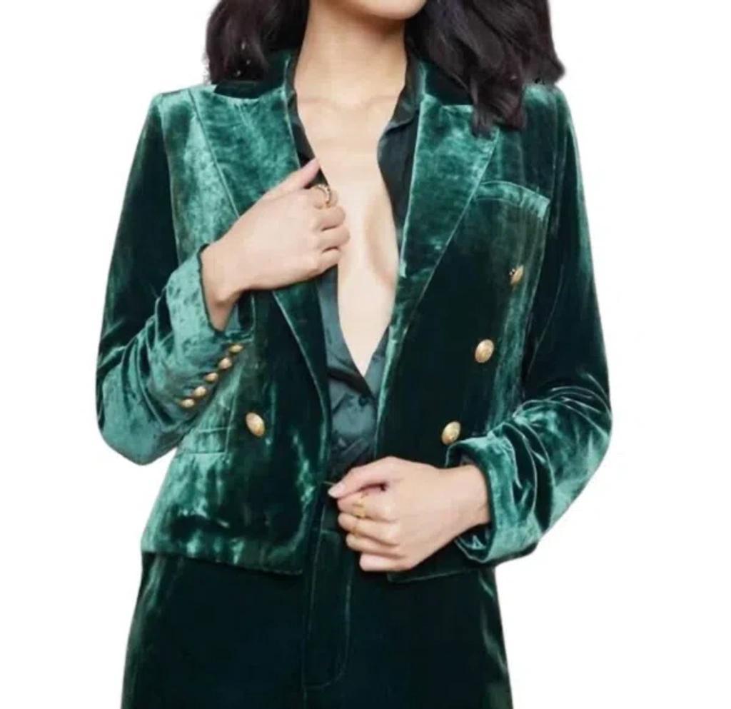 Brooke Velvet Blazer In Green product image