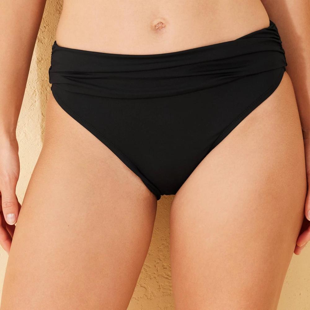 Womens Shirred Band Medium Coverage Bikini Bottom - Shade & Shore Black XS Product Image