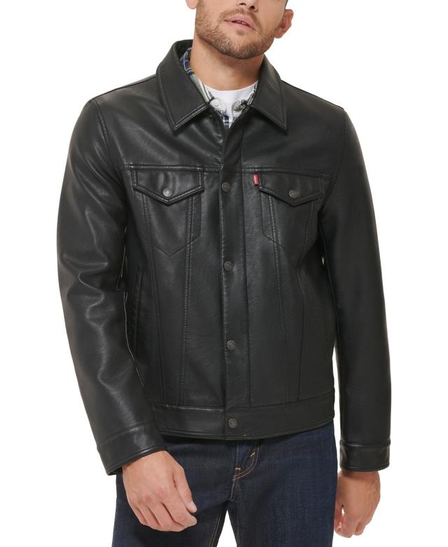 Levis Mens Faux Leather Trucker Jacket Product Image