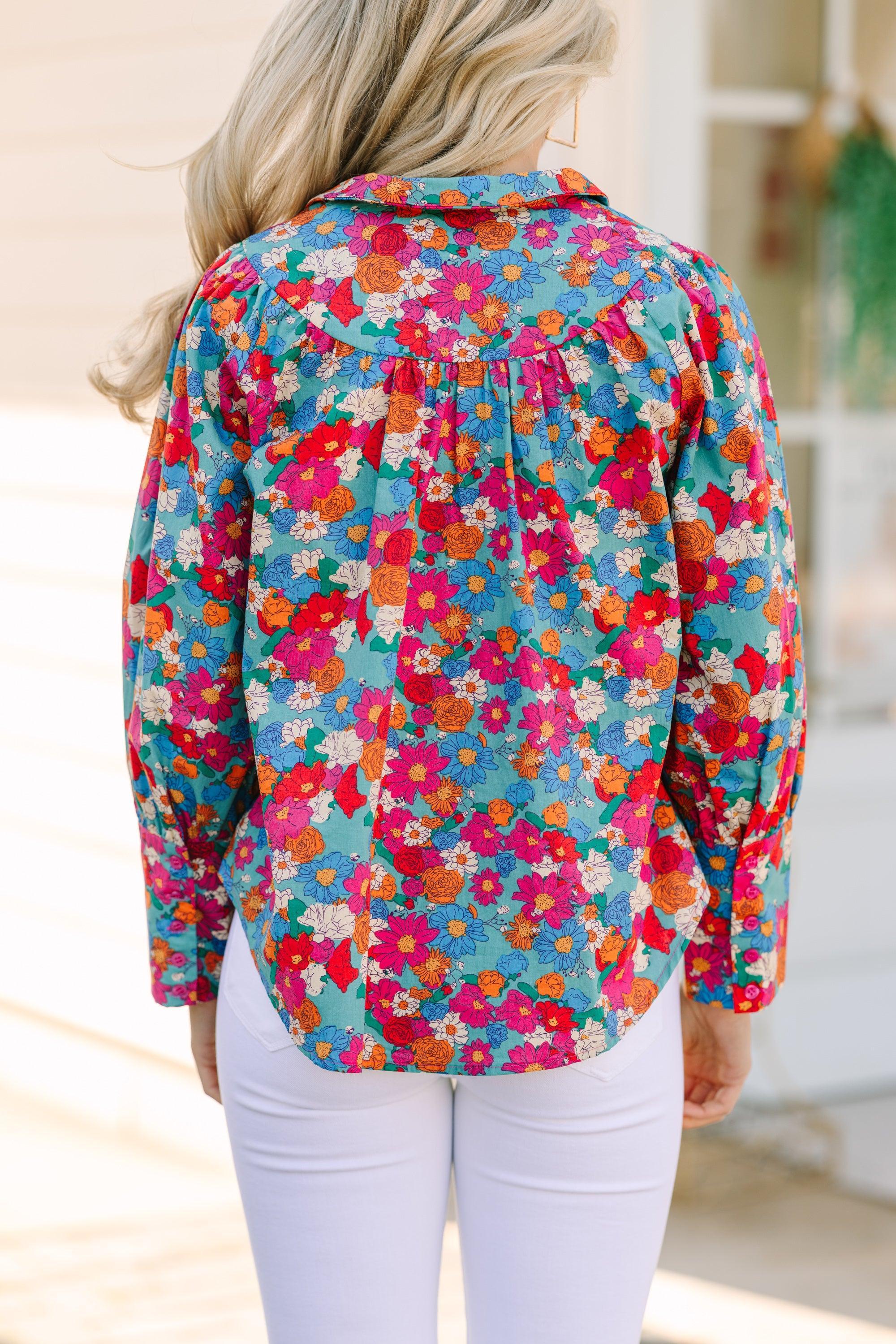 Take Your Turn Blue Floral Blouse Female Product Image