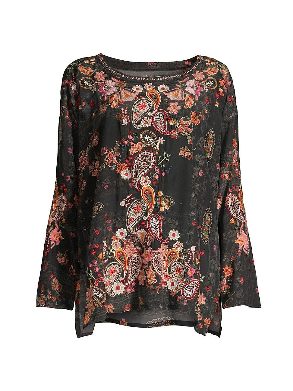 Womens Lori Embroidered Silk Blouse Product Image