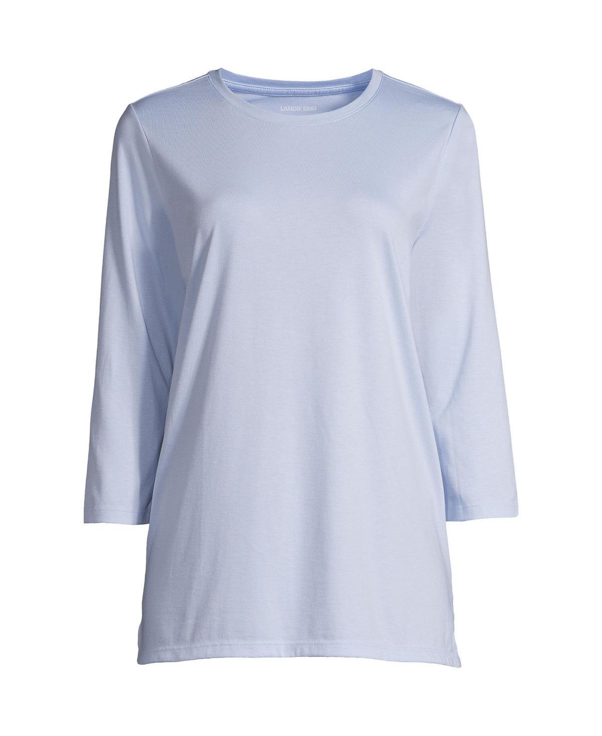 Petite Lands End 3/4-Sleeve Supima Cotton Crewneck Tunic, Womens Product Image