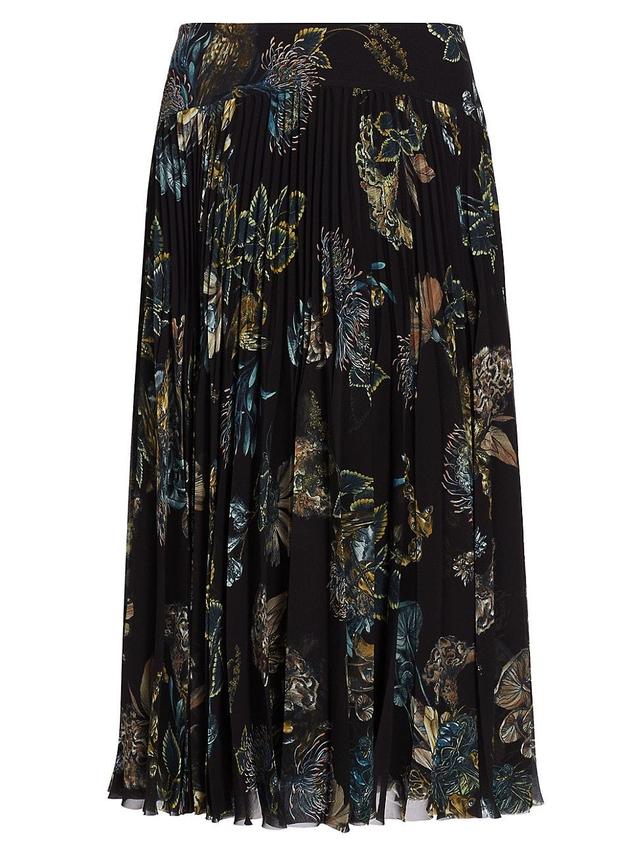 Womens Forest Floral Chiffon Pleated Midi-Skirt Product Image