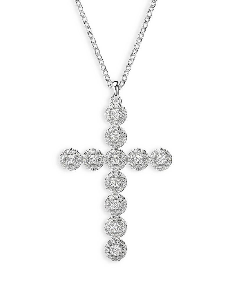 Womens Insigne Rhodium-Plated & Crystal Cross Pendant Necklace Product Image