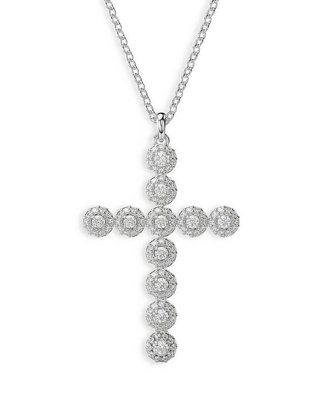 Womens Insigne Rhodium-Plated & Crystal Cross Pendant Necklace Product Image